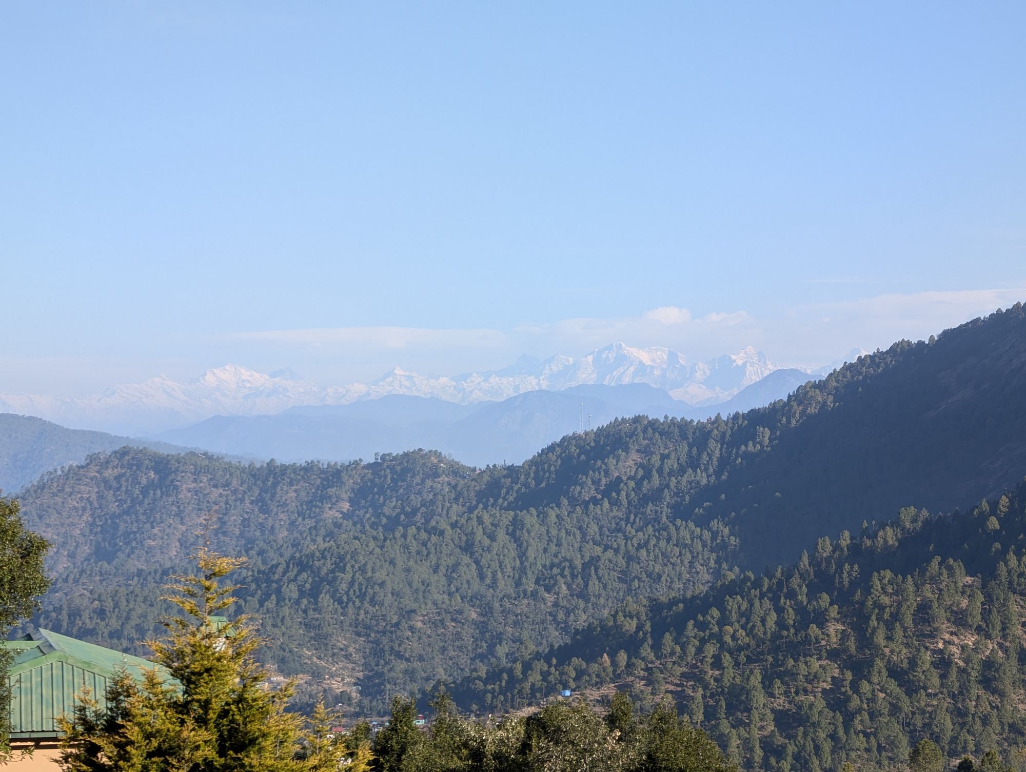Snow-capped Himalayan peaks on a clear day