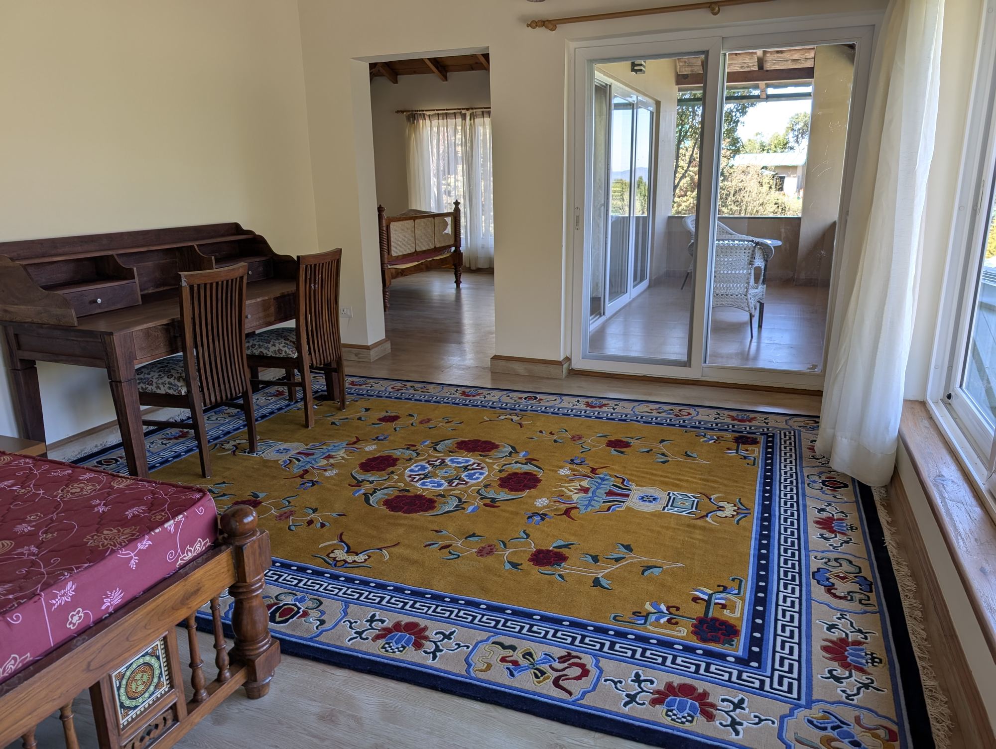 Writing desk in the Study, opening onto the balcony